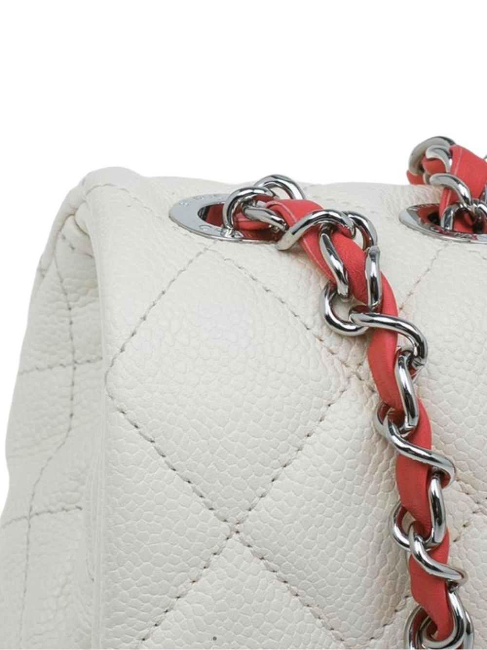 CHANEL Cream Leather Shoulder Bag with Pink Ombre Center - Picture 7 of 7